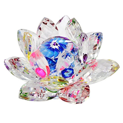 Feng Shui de cristal de flor de loto 8,13 cm incluye + Mxsabrina rojo Pulsera cuerdas SKU: X9013