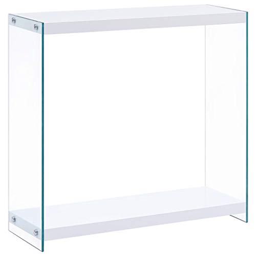 Festnight Mesa Consola Blanco y Transparente de MDF Brillante Mesa Consola Cristal 80X29X75,5 Cm Festnight Mesa Consola Blanco y Transparente de MDF Brillante Mesa Consola Cristal 80X29X75,5 Cm