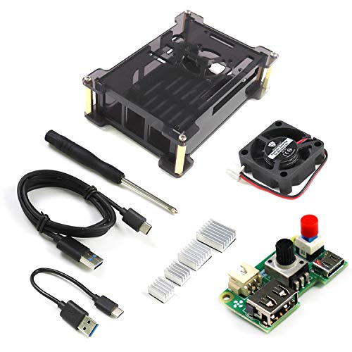 Freenove Case Kit for Raspberry Pi 4 B with Adjustable Cooling Fan, Power Switch, Acrylic Protective Case, USB Cable