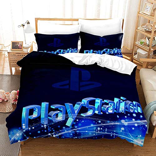 Funda De Edredón Gamepad De 3 Piezas Ropa De Cama Gamer Con Funda De Almohada Juego De Funda Nórdica Playstation 3 Con Cierre De Cremallera / PS5 / Double 200x200cm