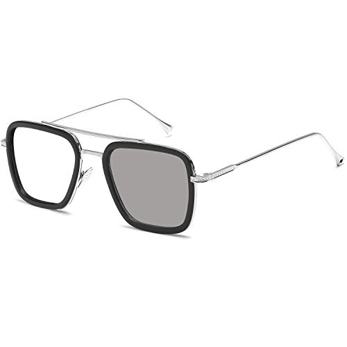Gafas de sol estilo piloto retro, con montura de metal cuadrada, clásicas Downey Tony Stark, con lentes degradadas para hombres y mujeres, Gafas de sol estilo piloto retro, con montura de metal cuadrada, clásicas Downey Tony Stark, con lentes degradadas para hombres y mujeres,