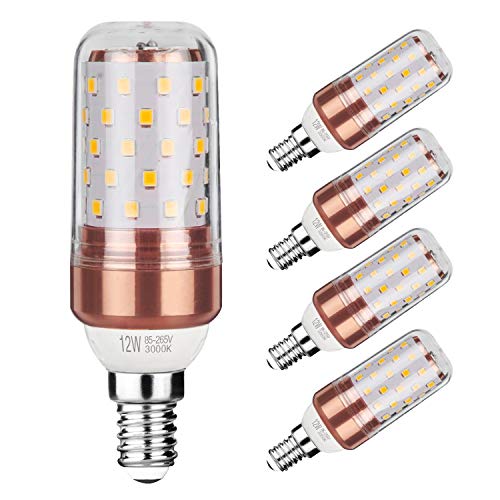 Gezee LED maíz bombilla 12W E14 3000K blanco cálido LED Candelabros bombillas, 100 W bombilla incandescente equivalente, 1200lm, LED vela bombillas No regulables(5 Packs) Gezee LED maíz bombilla 12W E14 3000K blanco cálido LED Candelabros bombillas, 100 W bombilla incandescente equivalente, 1200lm, LED vela bombillas No regulables(5 Packs)