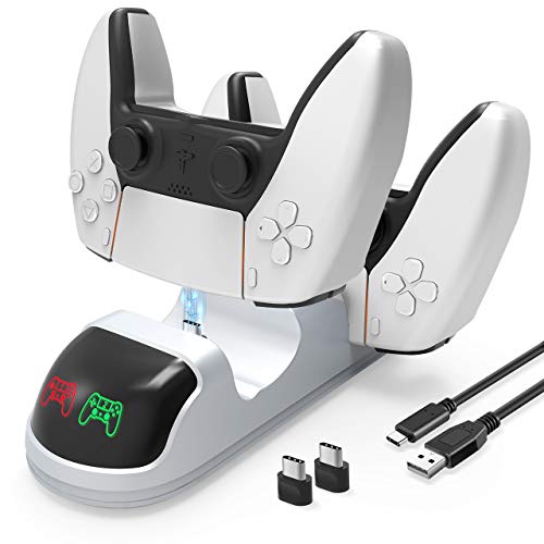 Gifort Cargador Mando PS5, Soporte Mando PS5, Estación de Carga Rápida USB Dual PS5 con Indicador LED y Protección Inteligente pour Mando PlayStation 5, Cable USB Incluido, Blanco Gifort Cargador Mando PS5, Soporte Mando PS5, Estación de Carga Rápida USB Dual PS5 con Indicador LED y Protección Inteligente pour Mando PlayStation 5, Cable USB Incluido, Blanco