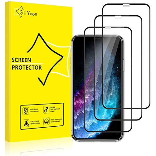 GiiYoon-3 Piezas Protector de Pantalla para iPhone 11 Pro/iPhone X/XS Cristal Templado,[Sin Burbujas] [Cobertura Completa] [9H Dureza] Vidrio Templado HD Protector Pantalla para iPhone (5.8")