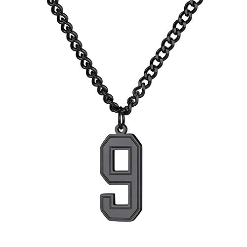 GoldChic Collar Personalizable Colgante Numero de Suerte de Futbolista Jugador, Color Negro