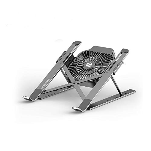GUNM Laptop Stand, Adjustable Aluminum Laptop with Cooling Fan,Ergonomic Foldable Portable Desktop Holder Riser for Desktop Compatible with 11-17 Inch Laptop GUNM Laptop Stand, Adjustable Aluminum Laptop with Cooling Fan,Ergonomic Foldable Portable Desktop Holder Riser for Desktop Compatible with 11-17 Inch Laptop