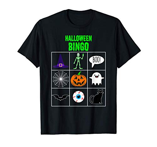 Halloween Juegos Bingo Tarjetas Para Niños Truco O Trato Camiseta