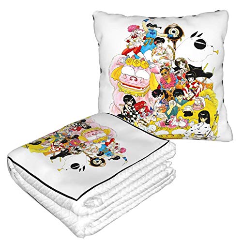 Hdadwy Ranma 12 Anime Portable Travel 2 in 1 Throw Blanket Compact Flannel Pillow Throw Blanket Cushion for Airplane Road Trip Camping