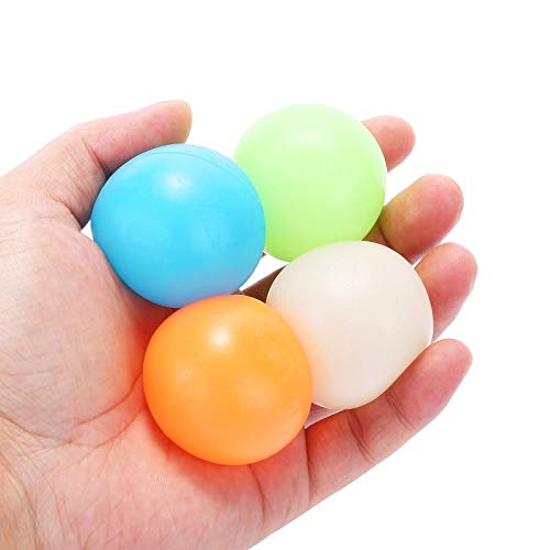 Herbests - 4 Piezas Pelota Antistress Luminosa, Pelotas Que rebotan, Pelota de Juguete, Suave, pegajosa, Lavable, Regalo para niños y Adultos, Blanco, Naranja, Verde, Azul