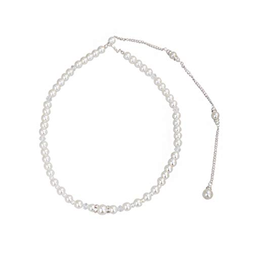 Holibanna Boda Nupcial Telón de Fondo Collar Perla Cadena Trasera Collar Largo Regalo de Joyería para Mujeres Niñas (Plata)