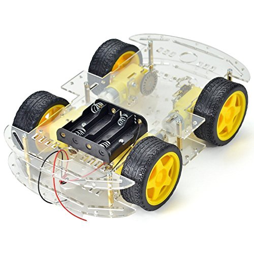Hootracker Crazepony-UK 4-Wheel Robot Smart Car Chassis Kits Car Model DIY with Speed Encoder Wheels and Battery Box for Arduino