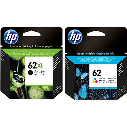 HP 62XL 62 color negro y HP-Lote de dos cartuchos, 1 x 1 x C2P06AE C2P05AE y