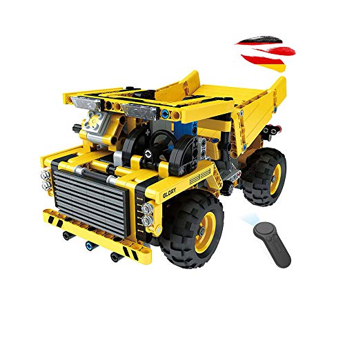 HSP Himoto Kipper Dump Truck, DIY Block Building Vehículo de construcción teledirigido de 2,4 GHz, juego completo que incluye mando a distancia, batería y cable de carga