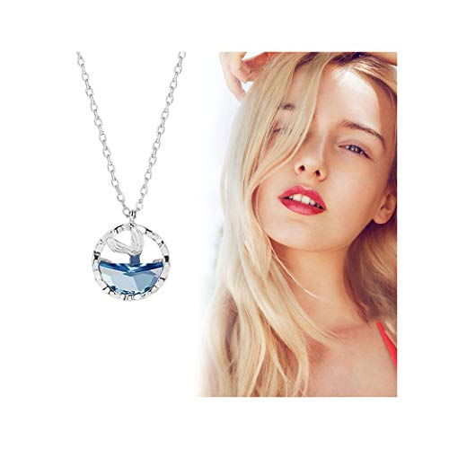 Hunpta - Collar con colgante de cola de sirena de cristal, regalo para el día de San Valentín, color azul