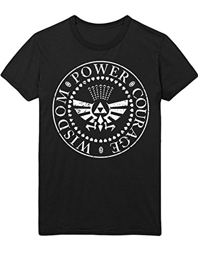 Hypeshirt T-Shirt Zelda Wisdom Power Courage C112245 Negro XL