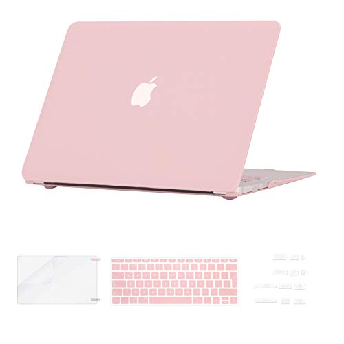 i-Buy Funda Dura Compatible con Old MacBook Air 13.3 Pulgadas 2010-2017（Model A1369 A1466）+ Teclado Cubierta + Protector de Pantalla + Enchufe del Polvo - Cuarzo Rosa