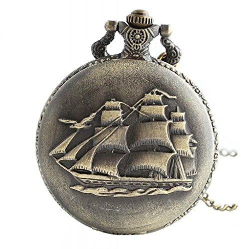 Infinite U Antiguo Barco de Vela/Barcos de Guerra/Barco de Pirata Grande Reloj de Bolsillo Cuarzo Números Arábigos