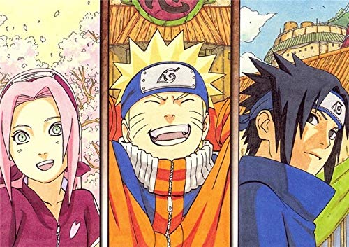 JHGJHK Anime japonés Naruto Sasuke Naruto Kakashi Personaje Pintura al óleo, fanáticos del Anime decoración del hogar Pintura al óleo (13)