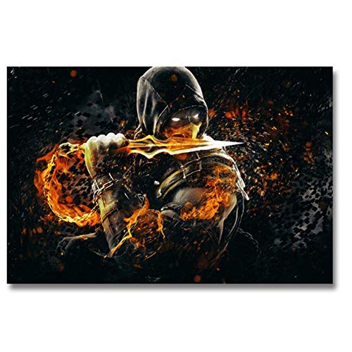 Juego de lucha Mortal Kombat Games Scorpion Pop Art Print Poster Canvas Painting Wall Picture Home Decor -50x70cmx1pcs -Sin marco