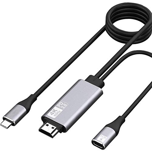 Kdely Cable USB C a HDMI 60 Hz 4K, Cable USB C Tipo C HDMI para Reproducir Mientras se Carga, Adecuado para MacBook/Pro, iPad Pro, Galaxy S20 /S10 +, Nota 10/8/9, Huawei Mate 30 Pro / P30 / -1.8m