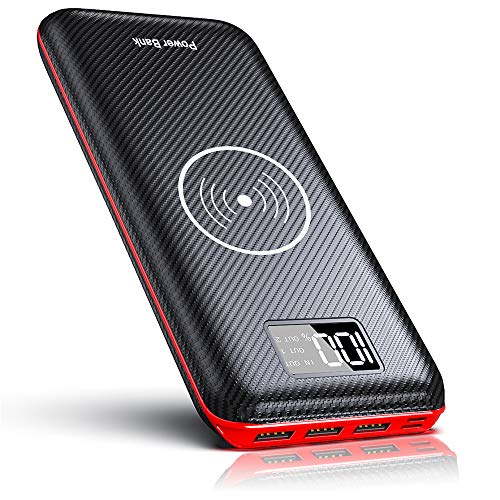 KEDRON Power Bank 24000 mAh cargador portátil cargador inalámbrico con pantalla LCD digital y 3 puertos USB y 2 puertos de entrada batería para teléfono