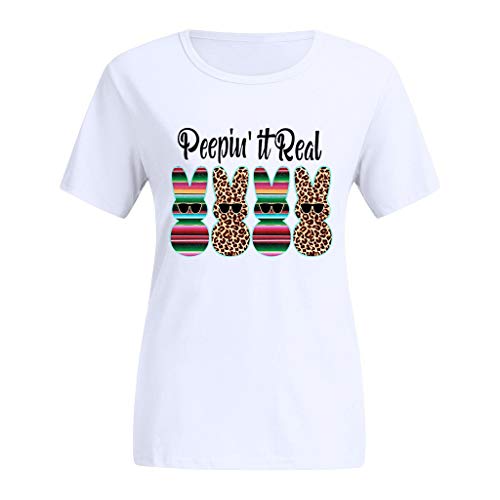 KEERADS - Camiseta informal de verano para mujer, de cuello redondo Za-blanco. XXXL