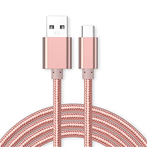 Kit Me Out® [2M 2 Metro [3.1A Cargador Rápida] Cable De Carga Rápida USB C para Xiaomi Redmi Note 7, Tipo C Sincronización Cable Trenzado Nilón Nylon [USB 3.0] - Oro Rosa
