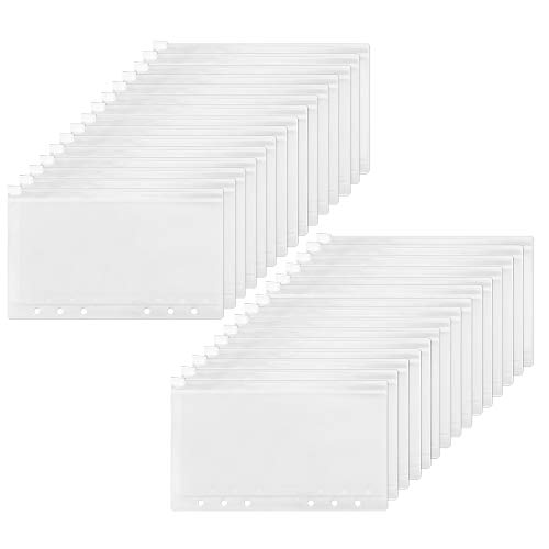 KLYNGTSK 30 PCS Bolsa de Hojas Sueltas con Fundas Perforadas Bolsa de PVC Impermeable Bolsa de 6 Agujeros con Cremallera para Documentos, Facturas, Informes, Tarjetas (A6,Transparente) KLYNGTSK 30 PCS Bolsa de Hojas Sueltas con Fundas Perforadas Bolsa de PVC Impermeable Bolsa de 6 Agujeros con Cremallera para Documentos, Facturas, Informes, Tarjetas (A6,Transparente)