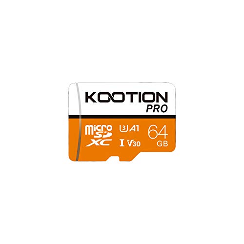 KOOTION Micro SD 64GB Tarjeta Memoria MicroSD（U3 V30 A1） Micro SDXC Micro SD Card Memory Card 64 Giga con Adaptador para Teléfonos Gopro Cámara, TF Card Alta Velocidad de Lectura hasta 100 MB/s