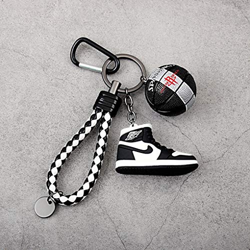 kxt Molde de Zapato Llavero 3D Creativo NBA Baloncesto Llavero Mini Zapatos de Baloncesto Mochila Colgante Regalo Personalizado Masculino (Color : Black and White)