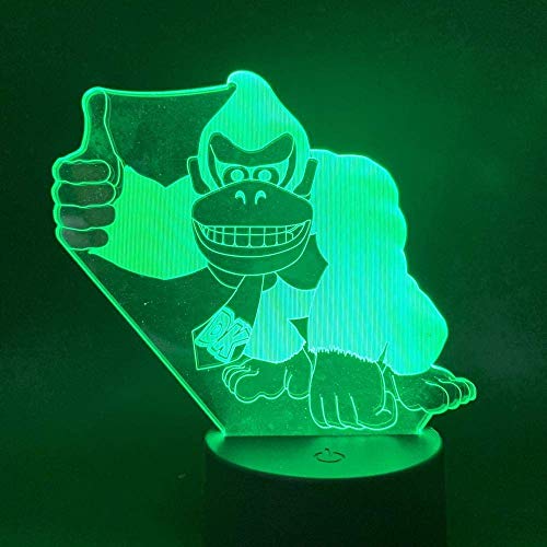 Lámpara de ilusión 3D Juego de luz de noche LED Donkey Kong Touch Interruptor USB Funciona con pilas para niños Decoración de dormitorio para niños Los mejores regalos de vacaciones de cumpleaños