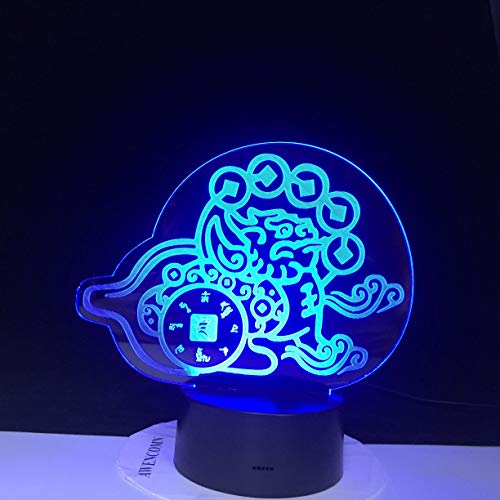 Lámpara de luz de noche LED 3D regalo de luz de decoración de dormitorio animal mítico