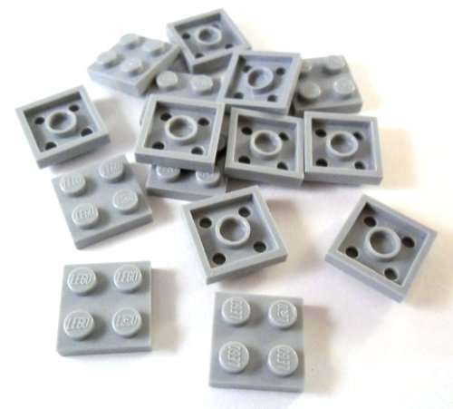 LEGO 15 Pieza Placa 2 x 2 Grano Gris Claro.
