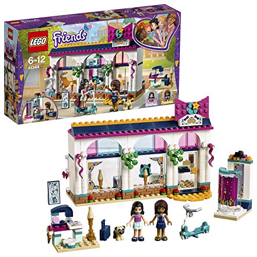 LEGO Friends Heartlake - Tienda de Accesorios de Andrea, Juguete Creativo de Construcción con Mini Muñecas de Andrea y Olivia y Muñeco de Perro Dexter (41344)