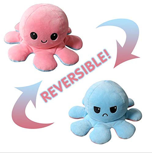 LENDOO Pulpo Reversible, Juguetes Blandos de Doble Cara, Pulpo de Peluche, Lindo Mini Pulpo, Muñeco de Peluche, Regalos Creativos para Niños / niñas y niños / Amigos (Rosa + Azul)