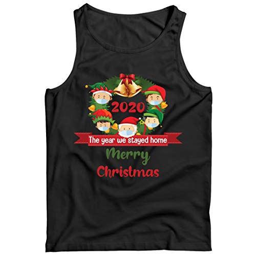 lepni.me Camiseta de tirantes para hombre Merry Christmas in Quarantine 2021 Stay at Home Together para vacaciones de Navidad
