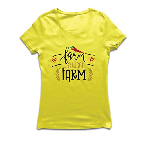 lepni.me Camiseta Mujer Granja Dulce Granja Eco Naturaleza (Large Amarillo Multicolor)