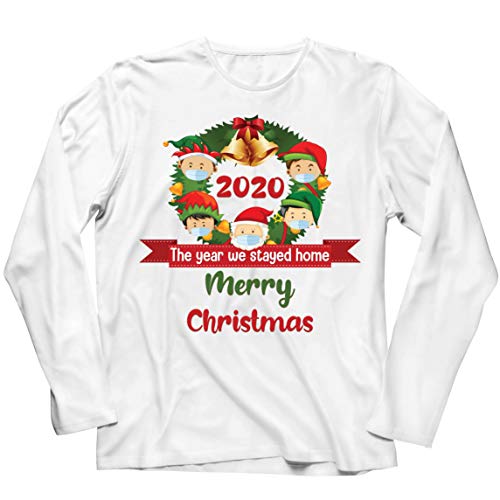 lepni.me Camiseta para hombre con texto en inglés "Merry Christmas in Quarantine" 2021 Stay at Home Together para vacaciones de Navidad