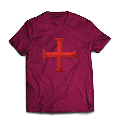 lepni.me Camisetas Hombre Los Caballeros Templarios, Cruz Roja, Compañeros Pobres-Soldados de Cristo (Medium Borgoña Multicolor)