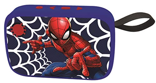 LEXIBOOK Marvel Spider-Man-Altavoz portátil Bluetooth, inalámbrico, Radio FM, USB, Tarjeta TF, batería Recargable, Azul/Rojo, BT018SP, Color