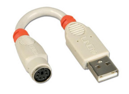 Lindy PS/2 - USB Adapter Cable 6-Pin Mini DIN FM USB-A M Gris - Adaptador para Cable (6-Pin Mini DIN FM, USB-A M, Male Connector/Female Connector, 0,1 m, Gris)