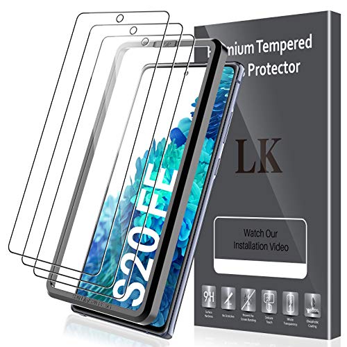 LK Compatible con Samsung Galaxy S20 FE 4G/5G Protector de Pantalla,3 Pack,9H Dureza Cristal Templado, Equipado con Marco de Posicionamiento,Vidrio Templado Screen Protector