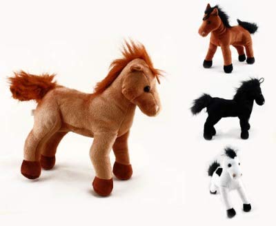 Lote 3 - Caballo felpa 22cm colores variados - Calidad COOLMINIPRIX®