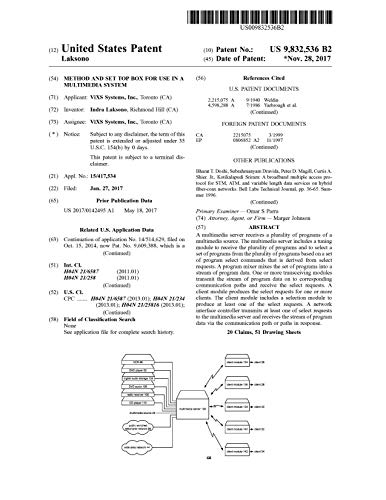 Method and set top box for use in a multimedia system: United States Patent 9832536 (English Edition)