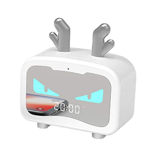 MILISTEN Altavoz Inalámbrico Inteligente Mini Altavoz Estéreo Portátil con Reloj Despertador para Instrucciones de Inglés de Viaje a Casa (Estilo Dragón Blanco)