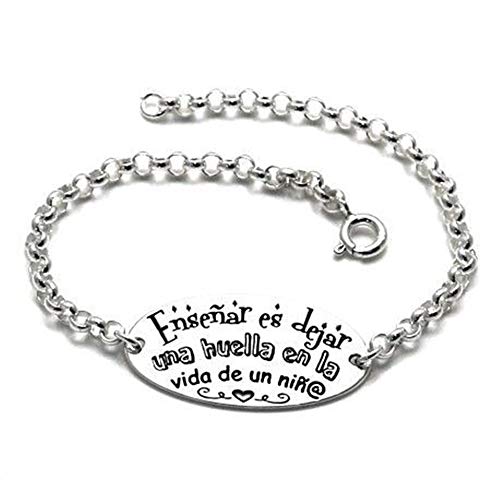 Minoplata Pulsera para maestras de Plata de Ley con Mensaje Grabado Enseñar es Dejar Huella Ideal si Quieres hacerle Fin de Curso Minoplata Pulsera para maestras de Plata de Ley con Mensaje Grabado Enseñar es Dejar Huella Ideal si Quieres hacerle Fin de Curso