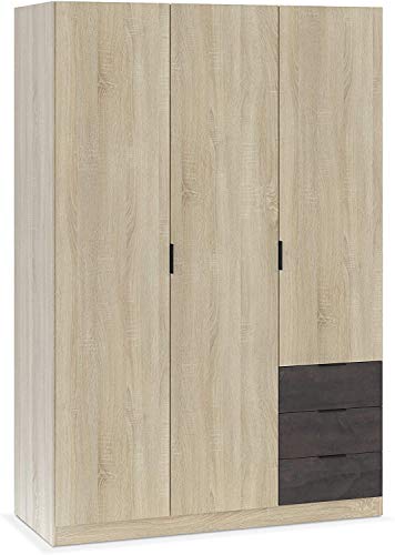 Mobelcenter – Armario 3 Puertas 3 Cajones – Armario Matrimonio Acabado Color Óxido y Roble Canadian – Medidas: Ancho: 121 cm x Fondo: 52 cm x Alto: 180 cm - (1097) Mobelcenter – Armario 3 Puertas 3 Cajones – Armario Matrimonio Acabado Color Óxido y Roble Canadian – Medidas: Ancho: 121 cm x Fondo: 52 cm x Alto: 180 cm - (1097)