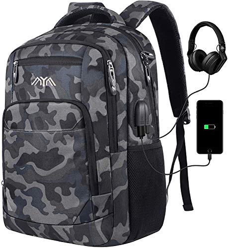 Mochila para ordenador portátil, mochila escolar con puerto de carga USB, para viajes de negocios, resistente al agua, para portátiles y portátiles de 15,6 pulgadas.