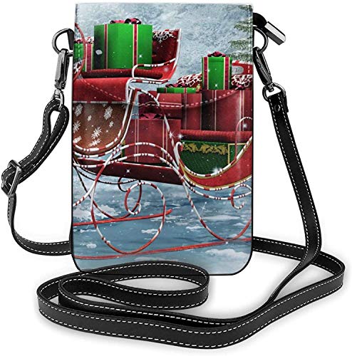 Moda Teléfono Celular Bolso De Nieve Trineo Árbol De Navidad Pequeño Crossbody Bolsas De Las Mujeres Niña Pu Bolso De Hombro Bolso