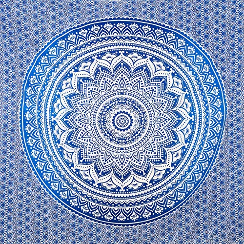 MOMOMUS Tapiz de Mandala para Pared - Ideal como Pareo, Colcha, Mantel, Alfombra de Picnic, Manta/Toalla de Playa Grande - Duradero, Elegante, Versátil - 100% Algodón y Tintes Vegetales - 210x230cm